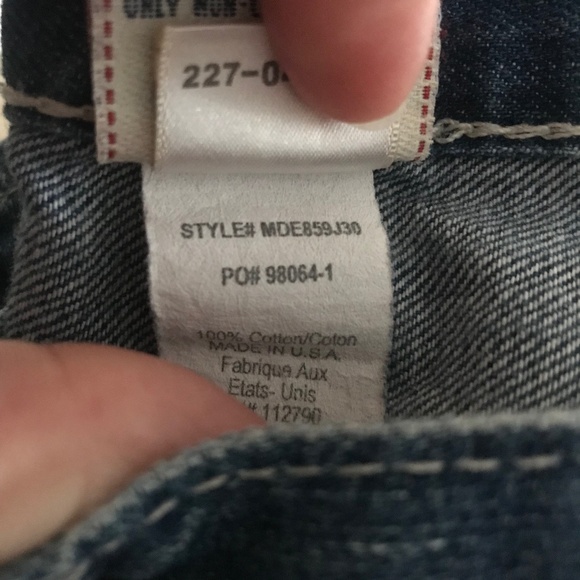 Men's Y2K True Religion Denim Jeans sz 34 Flap Pockets Thick Stitch Straight Leg - Picture 9 of 12